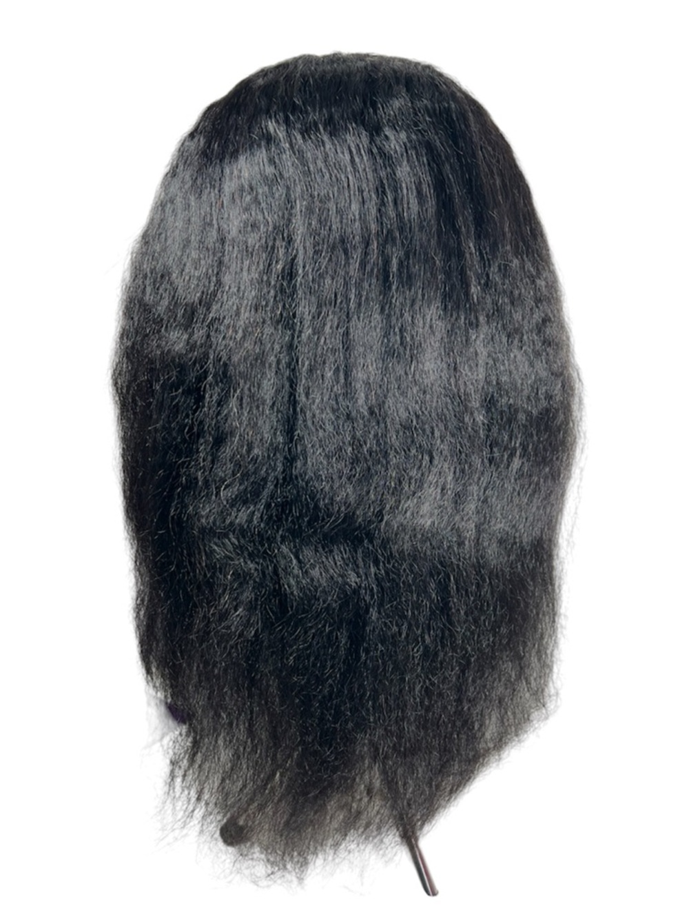 Natural Black Human Hair Kinky Straight V Part 24 Inch Wig